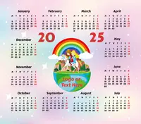Rainbow & Unicorn with friends Calendar Mouse Pad